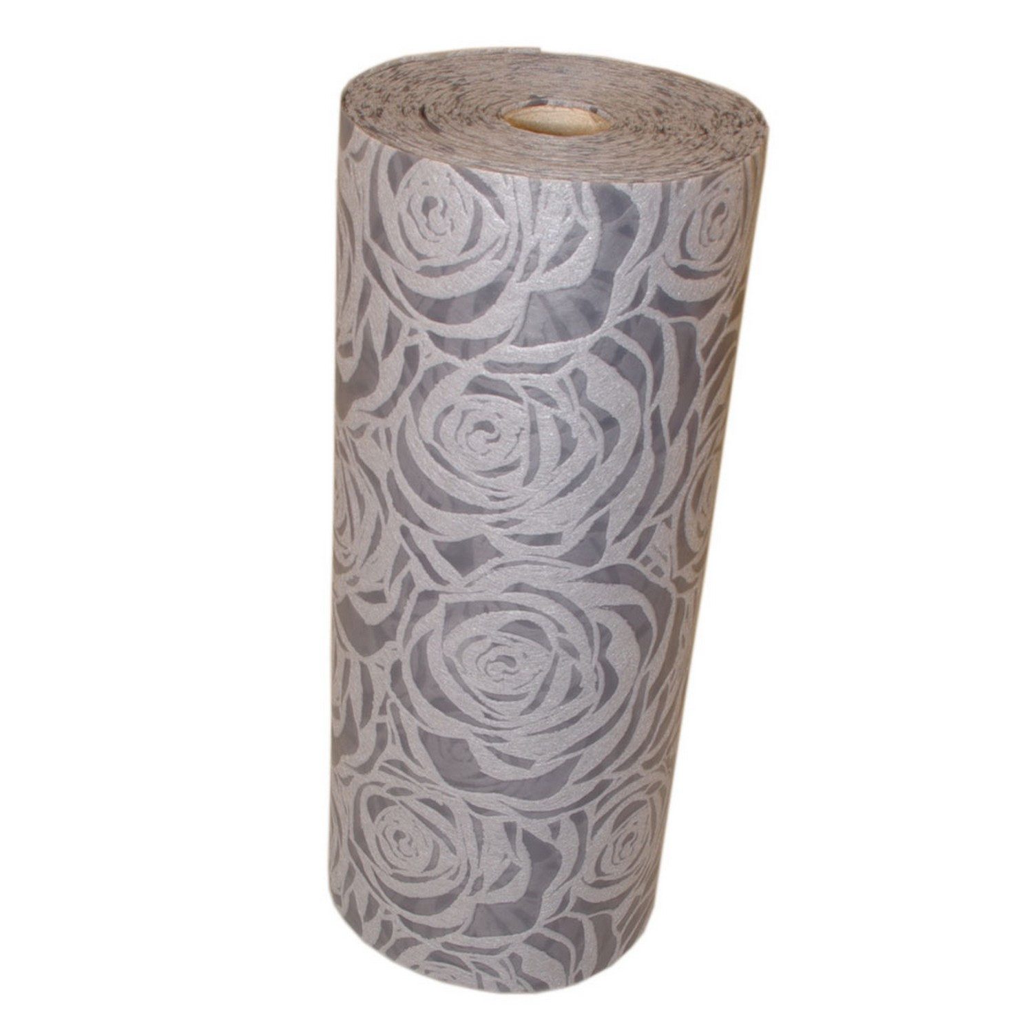 Deko AS Tischläufer Dekoflor® 300mm x 5m Tischläufer Rosenmuster grau Deko Tischband mit (1-tlg, 1 Rolle Tischläufer), Strapazierfähig