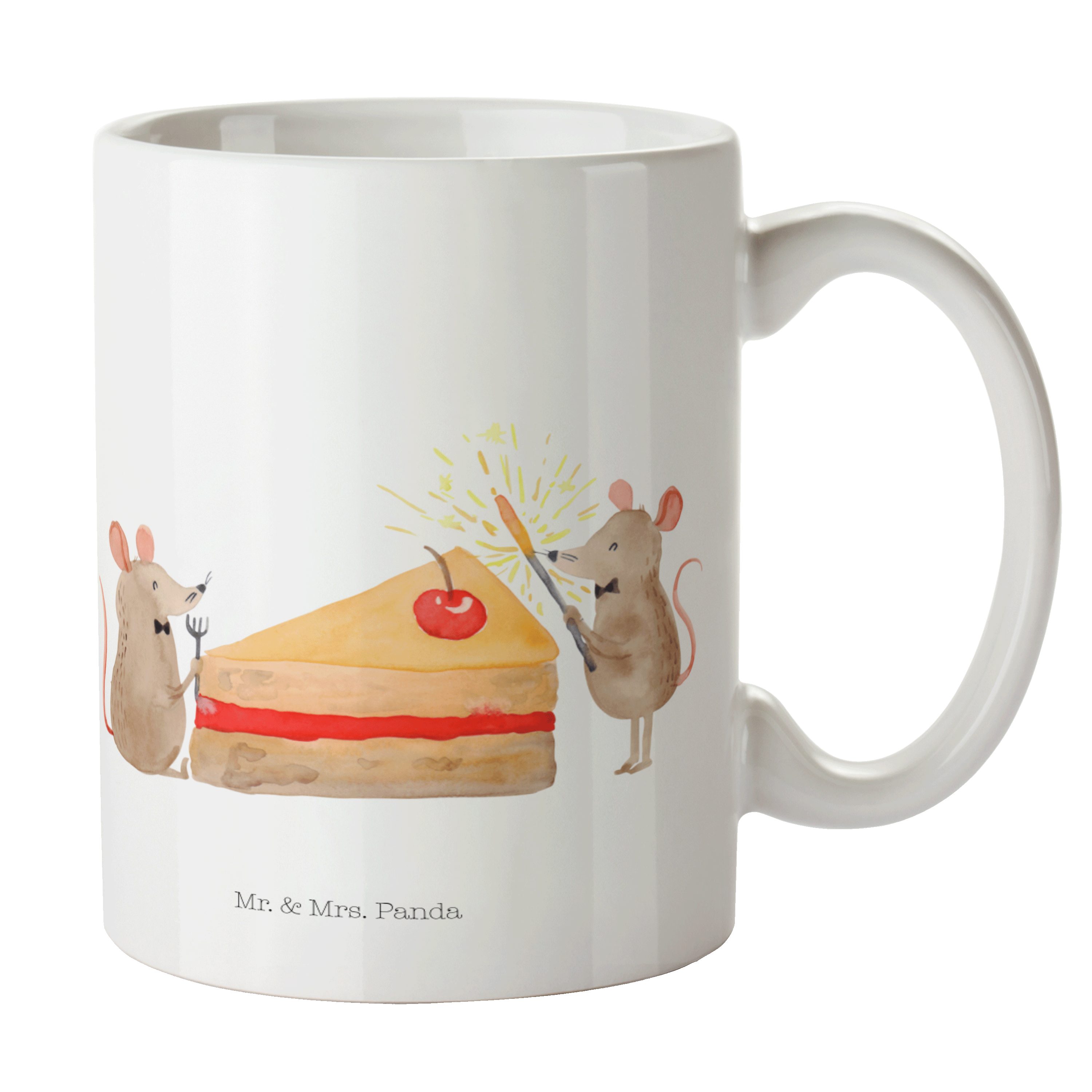 Mr. Mrs. Panda Weiß Kuchenstück, - Geschenk, Keramik Mäuse Geschenk, Tasse Porzellantasse, - & Kuchen