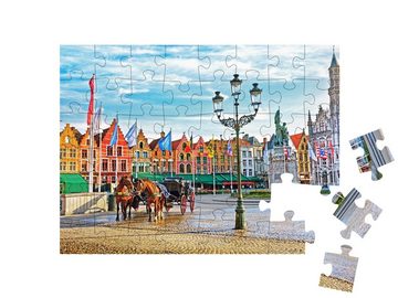 puzzleYOU Puzzle Pferdekutschen auf dem Großen Markt in Brügge, 48 Puzzleteile, puzzleYOU-Kollektionen