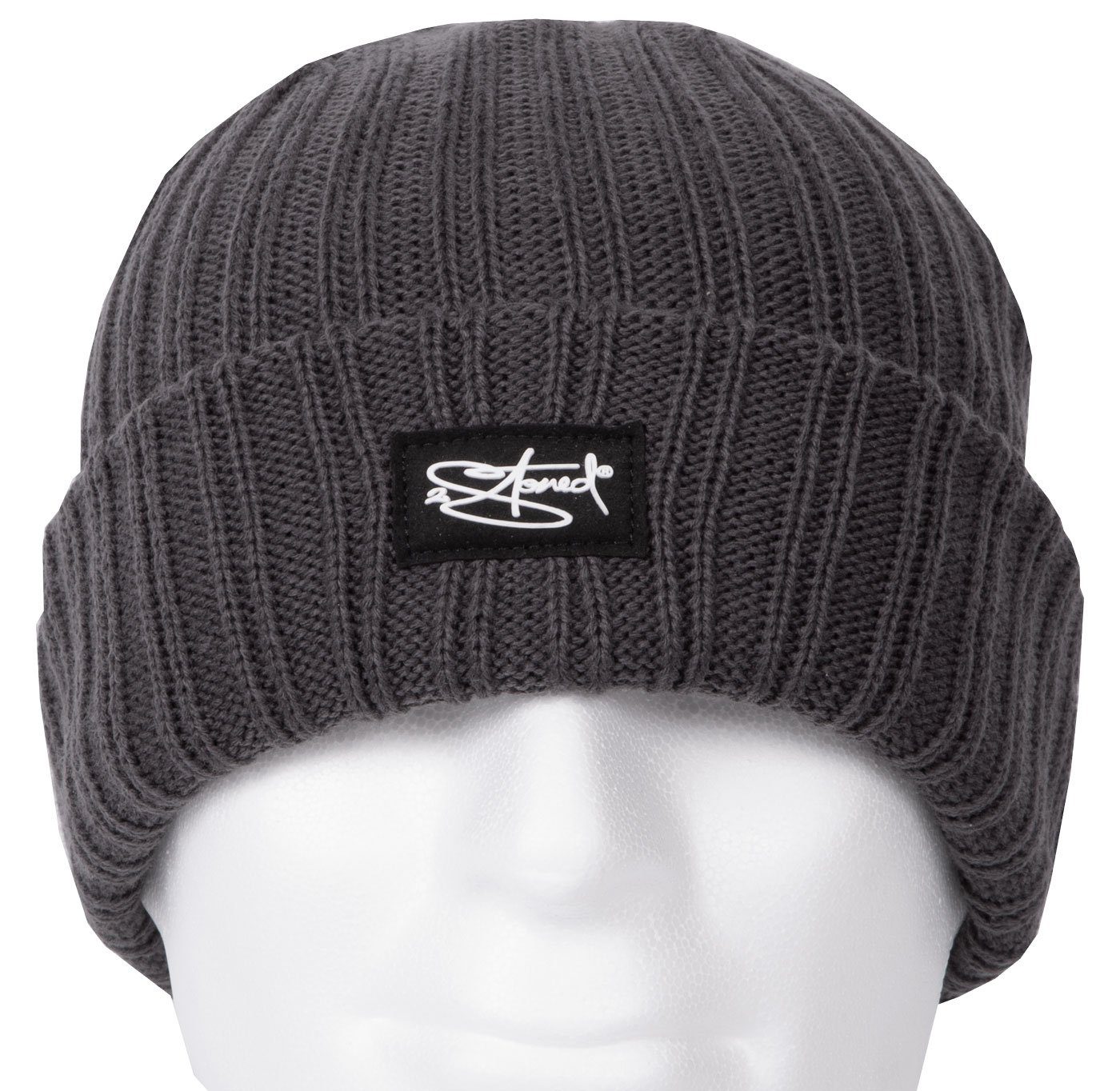 2Stoned Beanie Wintermütze Rib Beanie Cap Deluxe für Damen und Herren (VPE, 1 Stück) mit geripptem Umschlag, 4-Panel Style, Einheitsgröße