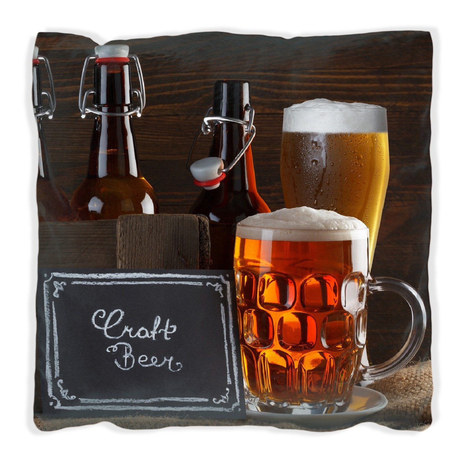 Wallario Dekokissen Biervarianten - Pils im Glas Flaschenbier Schild Craft Beer, handgenäht