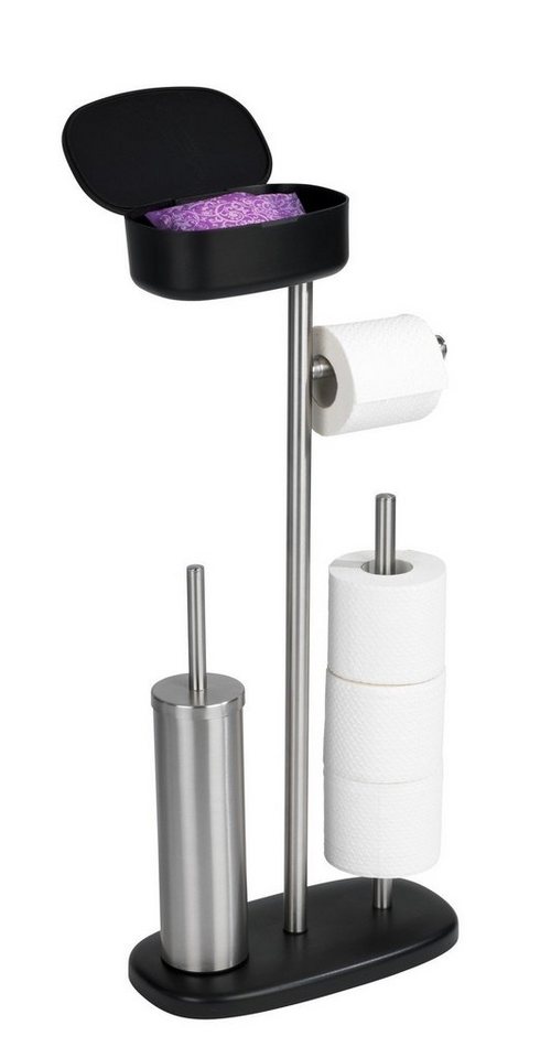 WENKO WC-Garnitur Rivazza, (1-tlg), integrierter Toilettenpapierhalter und  Box, Papierständer und WC-Bürste mit Regal und Korb RIVAZZA