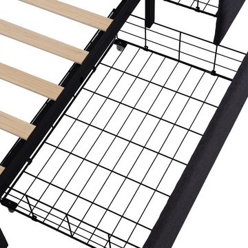 Fangqi Polsterbett 90/140 x 200 Polsterbett mit Schubladen, LED-Beleuchtung und Matratze (90 cm (Schublade x 2), 140 cm (Schublade x 4), Schubladen aus Metallgitter, belüftet, auf Rollen