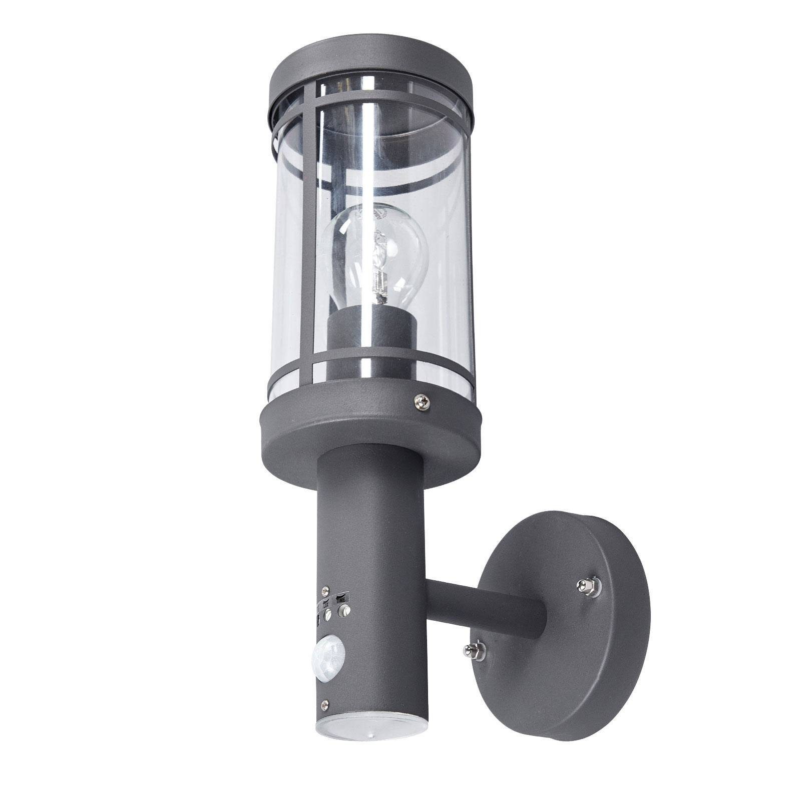 Lindby Außen-Wandleuchte Djori, Edelstahl Alu IP44mit Bewegungsmelder, 1 x 15 W LED