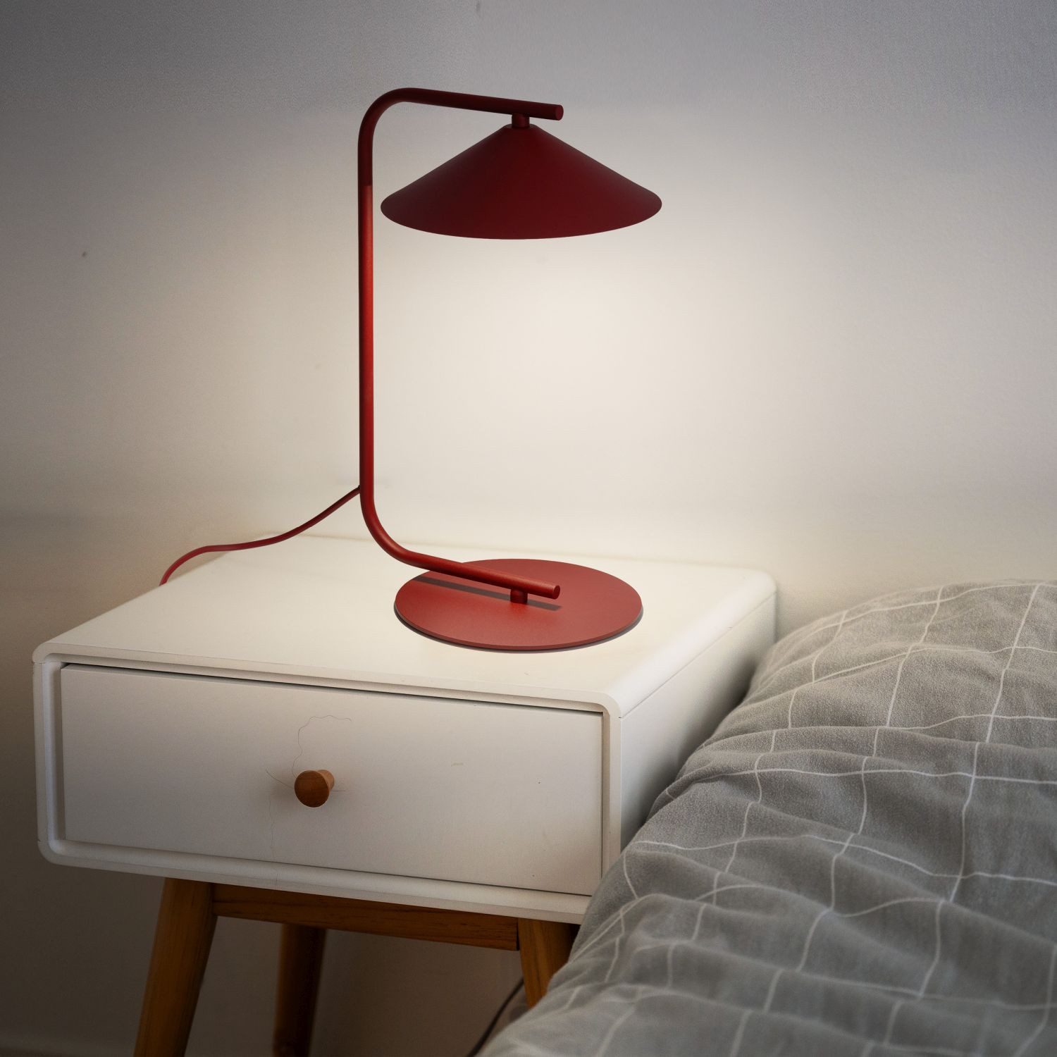Licht-Erlebnisse Schreibtischlampe ALNO, Metall 42 cm Burgunderrot GX53 Modern