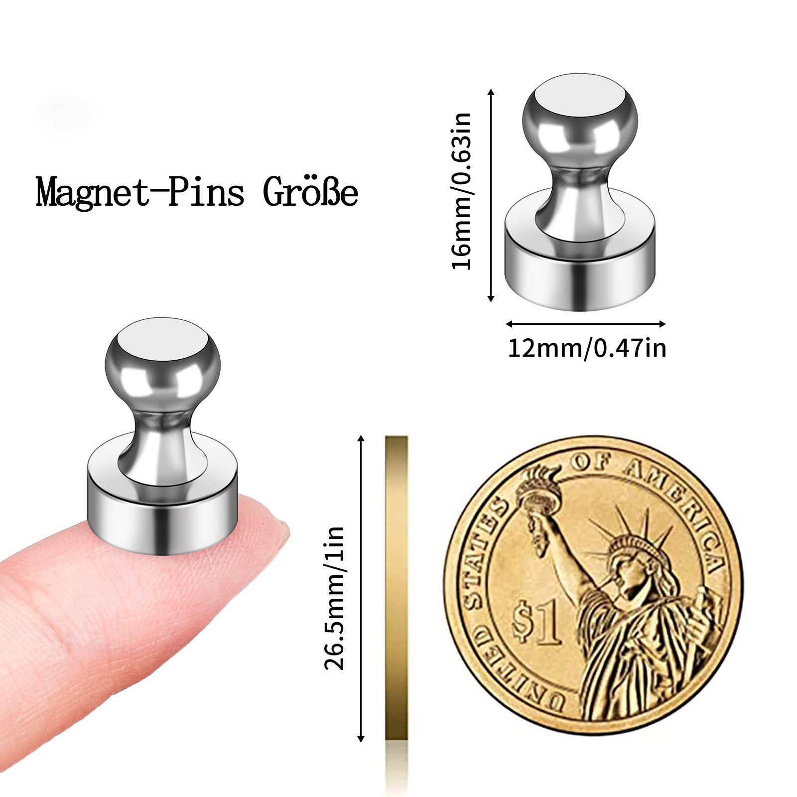 Thumbnail - FOUORTUNATE-BEE Magnet 50 Stück Magnete für Magnettafel (für Kühlschrank, Magnettafel, Kegelmagnete, Stecktafel), Starke...