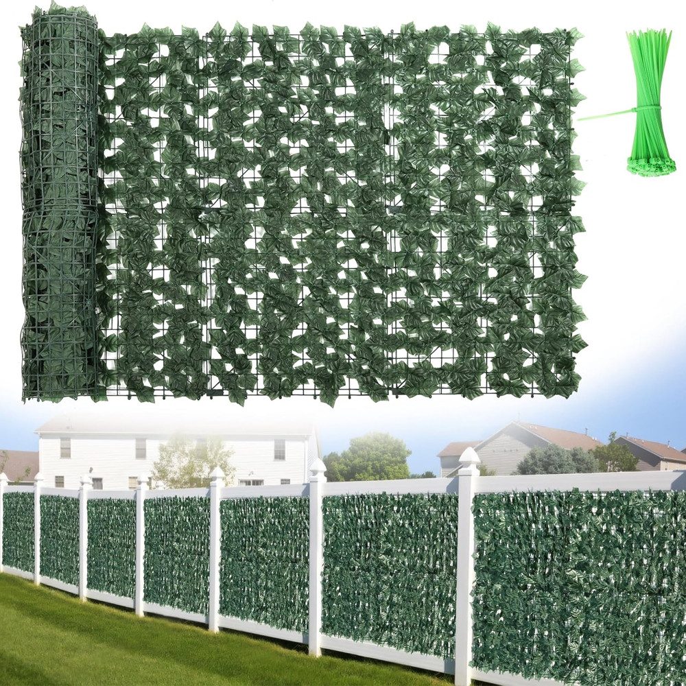 TUWENA Kunsthecken-Sichtschutz Künstlicher Efeu Sichtschutzzaun, Sichtschutz-Panels für Pflanzen
