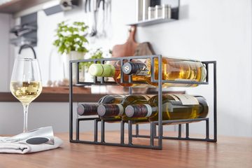 FINEBUY Weinregal FB82257, 29x21x25 cm, Weinflaschenhalter Schwarz Modern, Flaschenhalter Eisen für 6 Flaschen, Weinhalter