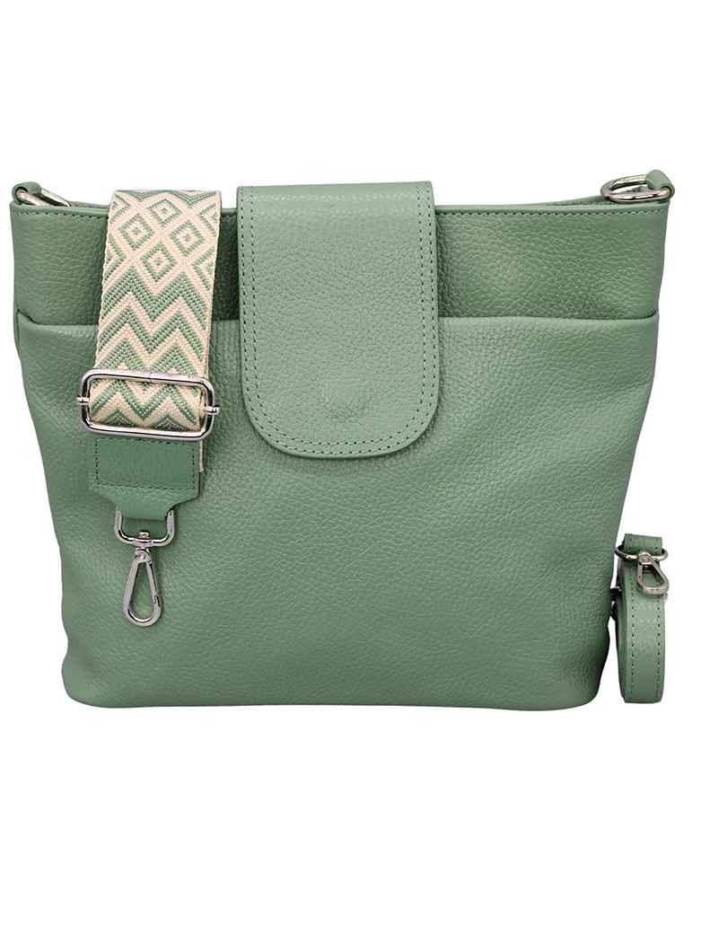 Adel Bags Schultertasche SARA Umhängetasche Damen Mintgrün aus Echtleder Crossbody (Test SEHR GUT, Note 1.1), 20 Farboptionen, Hergestellt in Italien, mit 2 Riemen
