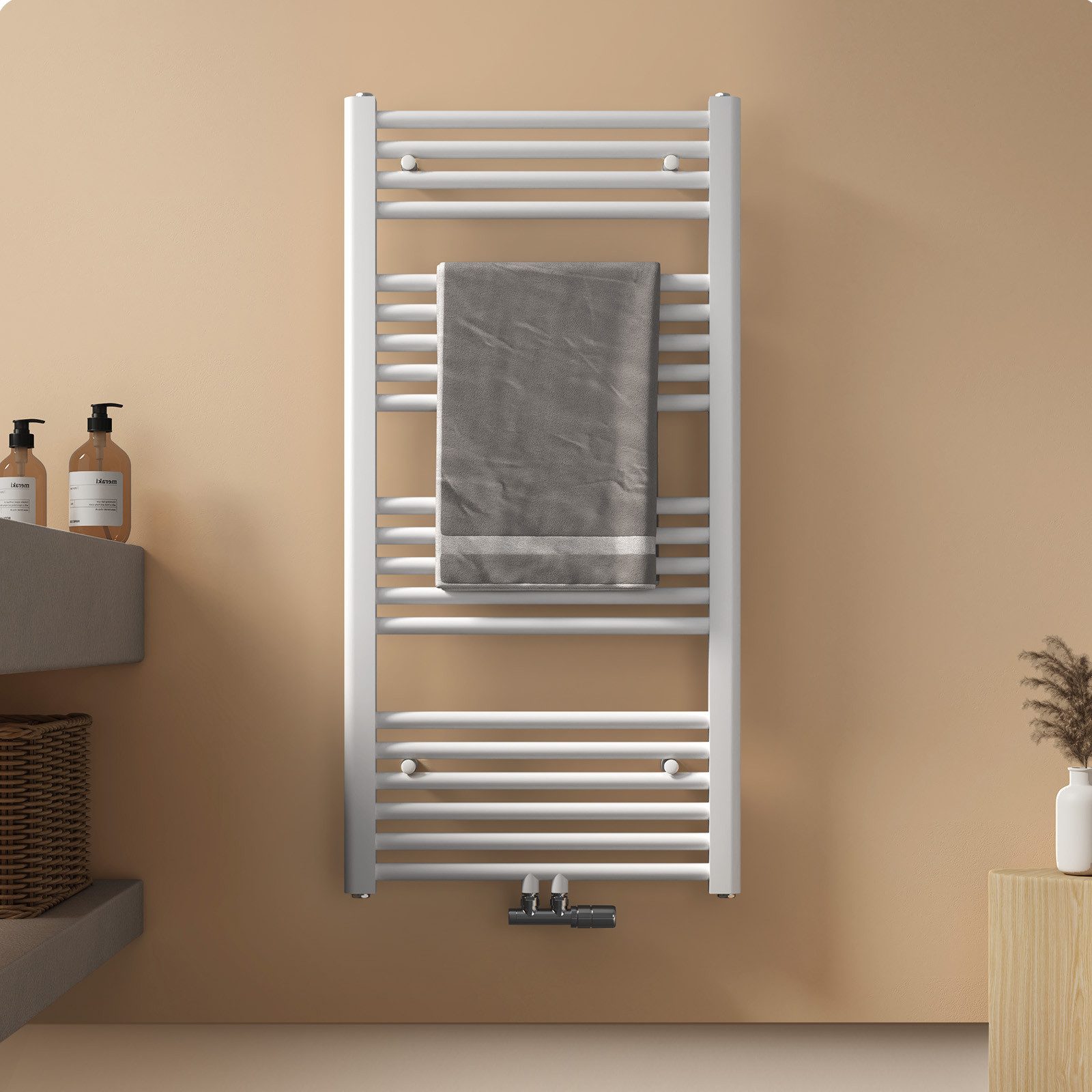 EMKE Badheizkörper Handtuchtrockner Handtuchwärmer Mittelanschluss, Weiß Ba günstig online kaufen