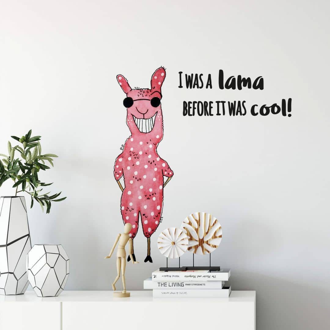 K&L Wall Art Wandtattoo Wandtattoo Hagenmeyer Lebensfreude Wohnzimmer Rosa  lama cool, Wandbild selbstklebend, entfernbar