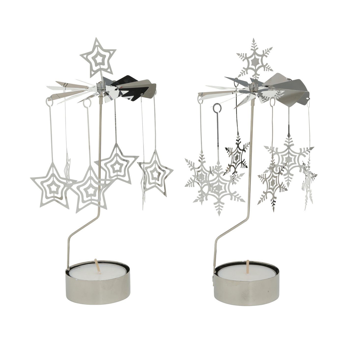 BOLTZE GRUPPE GmbH Windlicht Teelichthalter Trux Karussell Sterne Eisen silber H 25cm Stückpreis