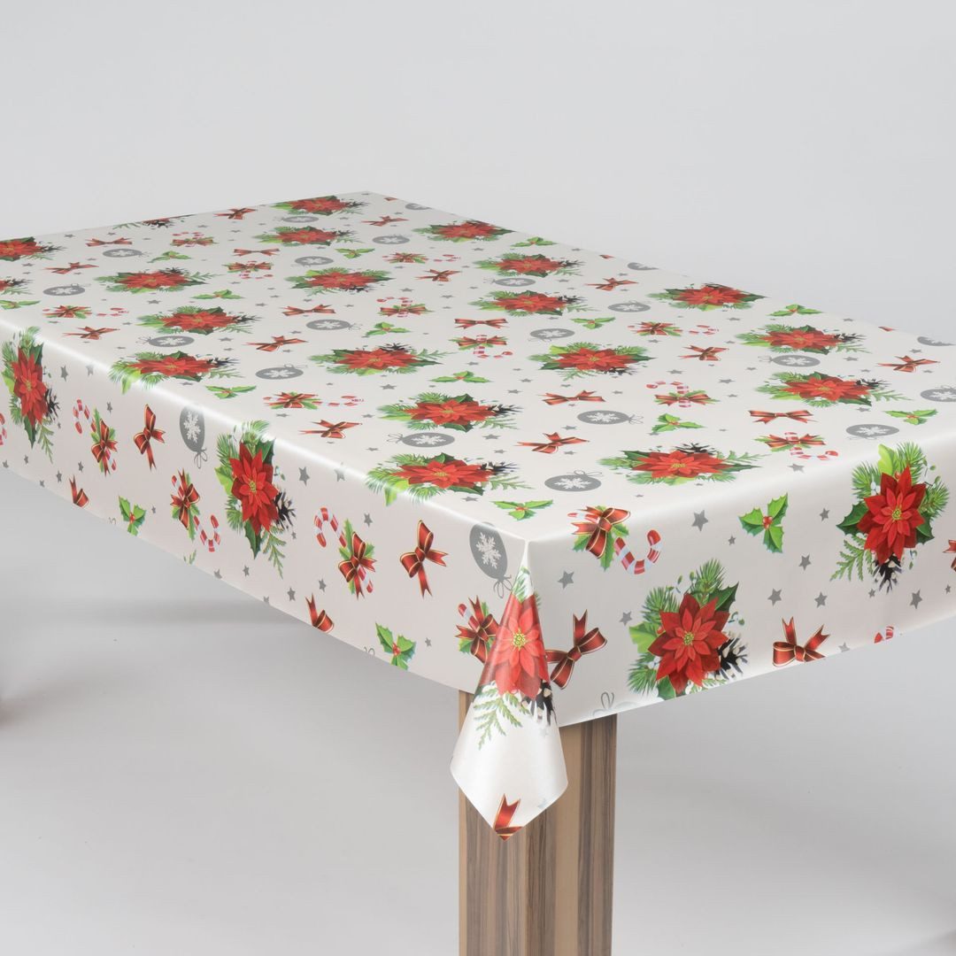 laro Tischdecke laro Wachstuch-Tischdecke Wachstischdecke Weihnachten Stern Mistel