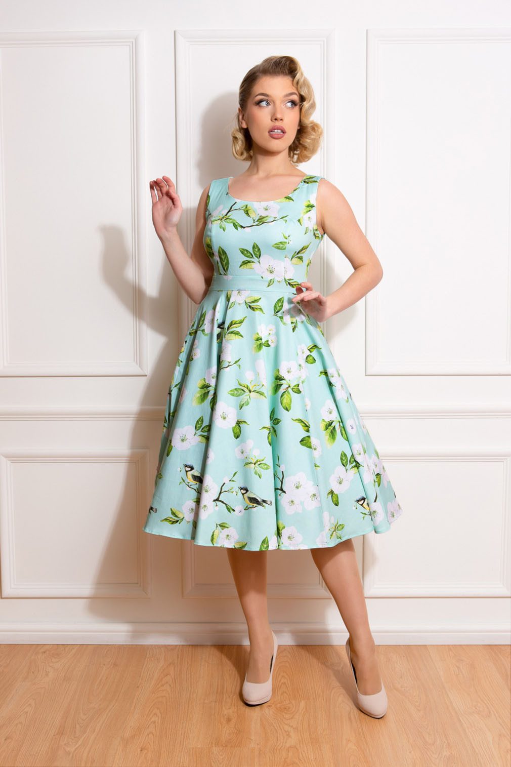 Hearts & Roses London A-Linien-Kleid Andrea Floral Swing Dress Rockabella Vintage Retro