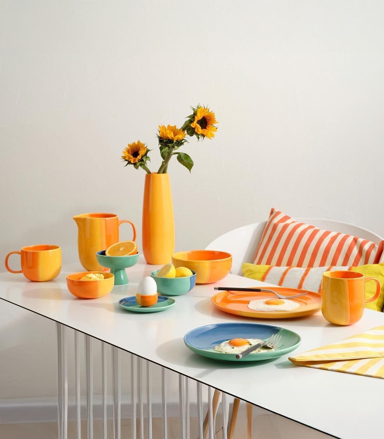 ASA SELECTION Müslischale Schale JOY, Ø 11 cm, Orange, Gelb, Porzellan, (1-tlg), spülmaschinengeeignet