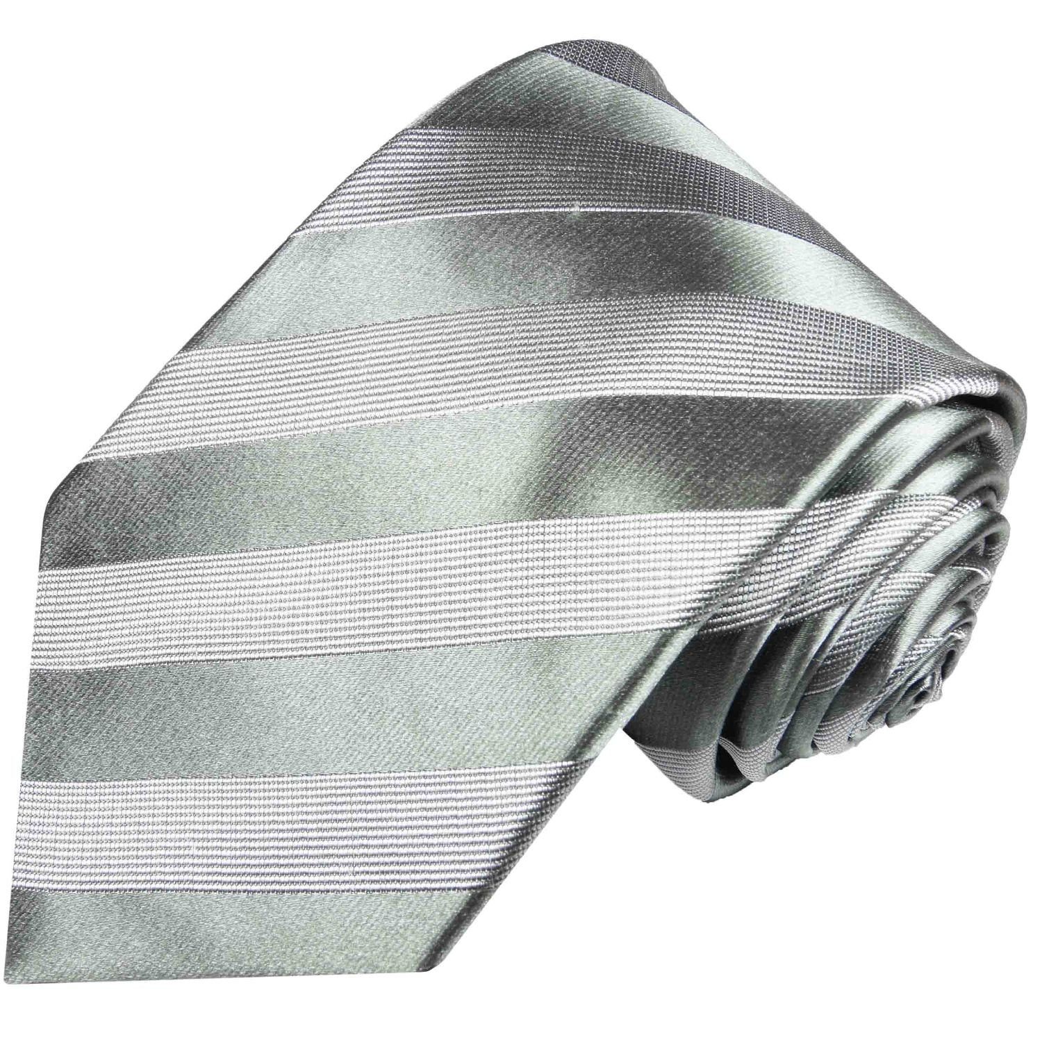 Paul Malone Krawatte Moderne Herren Seidenkrawatte gestreift 100% Seide Breit (8cm), silber grau 811 | Breite Krawatten