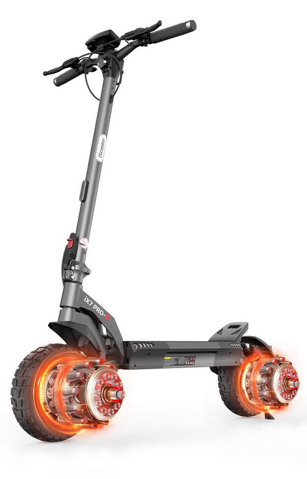 iscooter E-Scooter Elektroroller mit ABE-Zulassung, zwei Motoren, 60~80 km Reichweite, Geeignet für alle Geländearten, 45° Steigung
