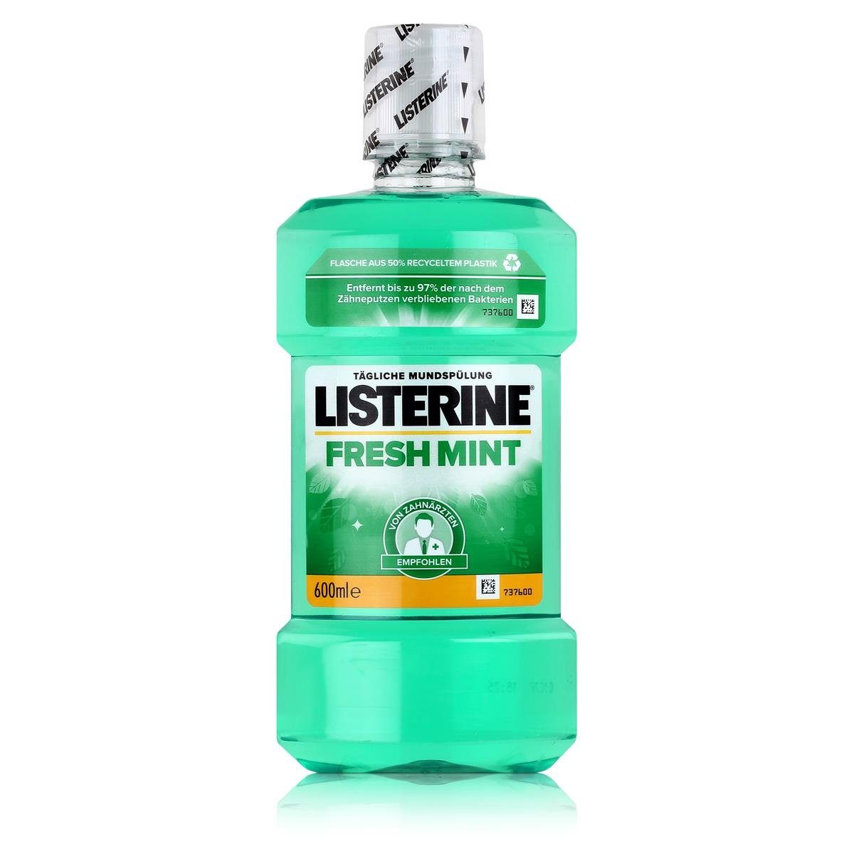 Listerine Mundspülung, Listerine Fresh Mint 600ml - Für die tägliche Mundspülung (1er Pack)