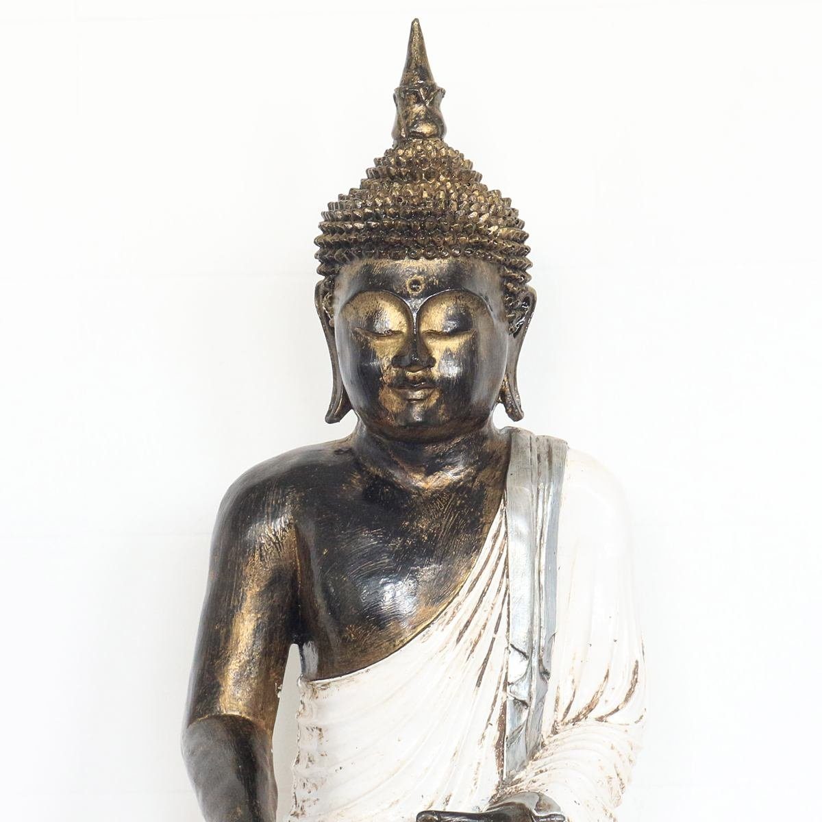 cm Handarbeit Oriental Ursprungsland Gold (1 St), in traditionelle Dekofigur Galerie 55 Herstellung im Weiß Resin Buddha