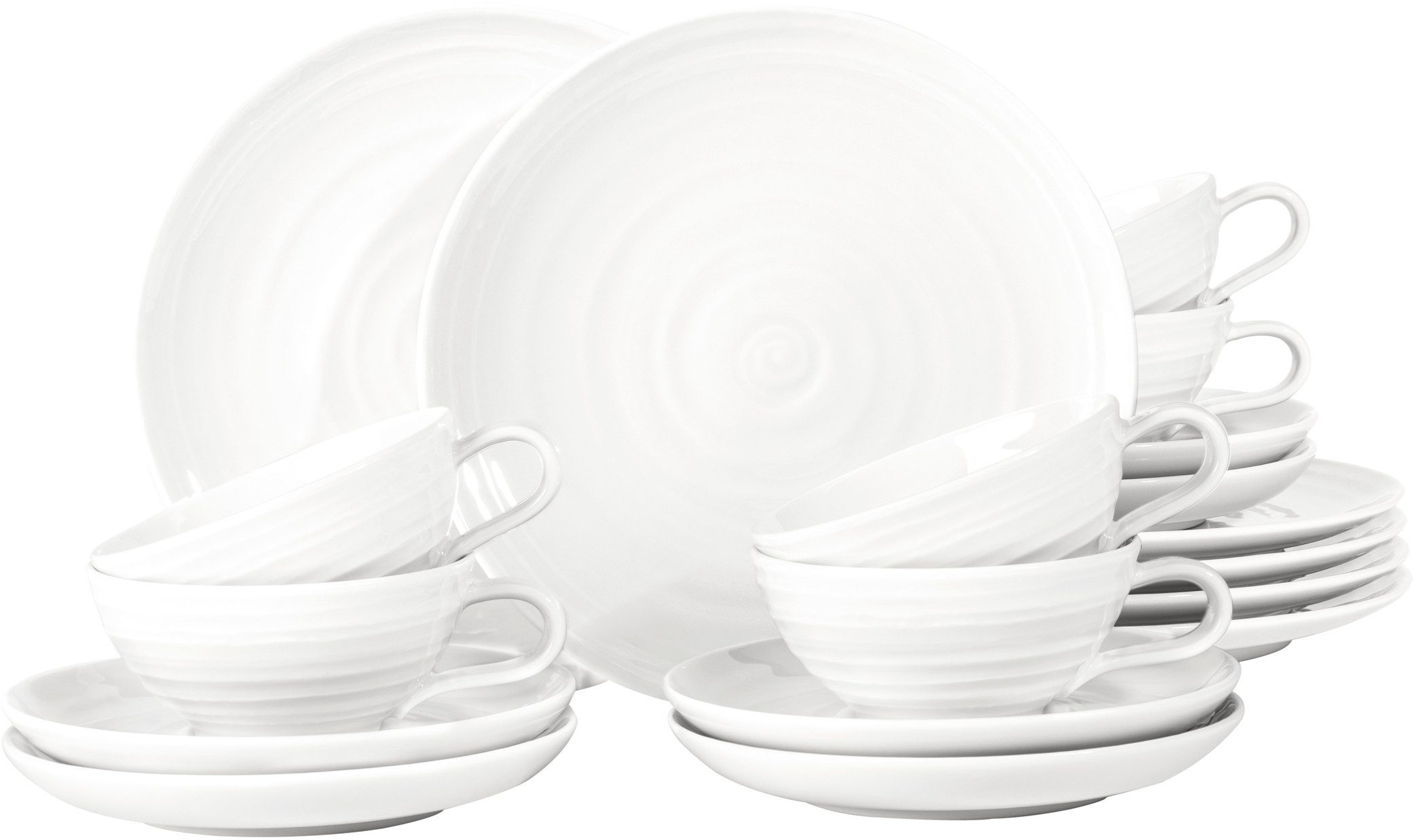 Seltmann Weiden Teeservice Geschirr-Set, 18 Teile, Terra, klein (18-tlg), 6 Personen, Porzellan, Tassen, Teller, Untertassen, Made in Germany, 18 Teile, für 6 Personen
