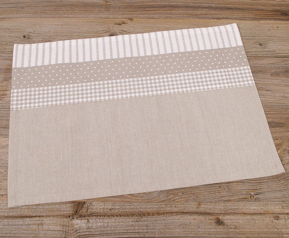 matches21 HOME & HOBBY Platzset Tischset Landhaus Premium LINA Mustermix Stoffmix beige 33x48 cm, (1-St)