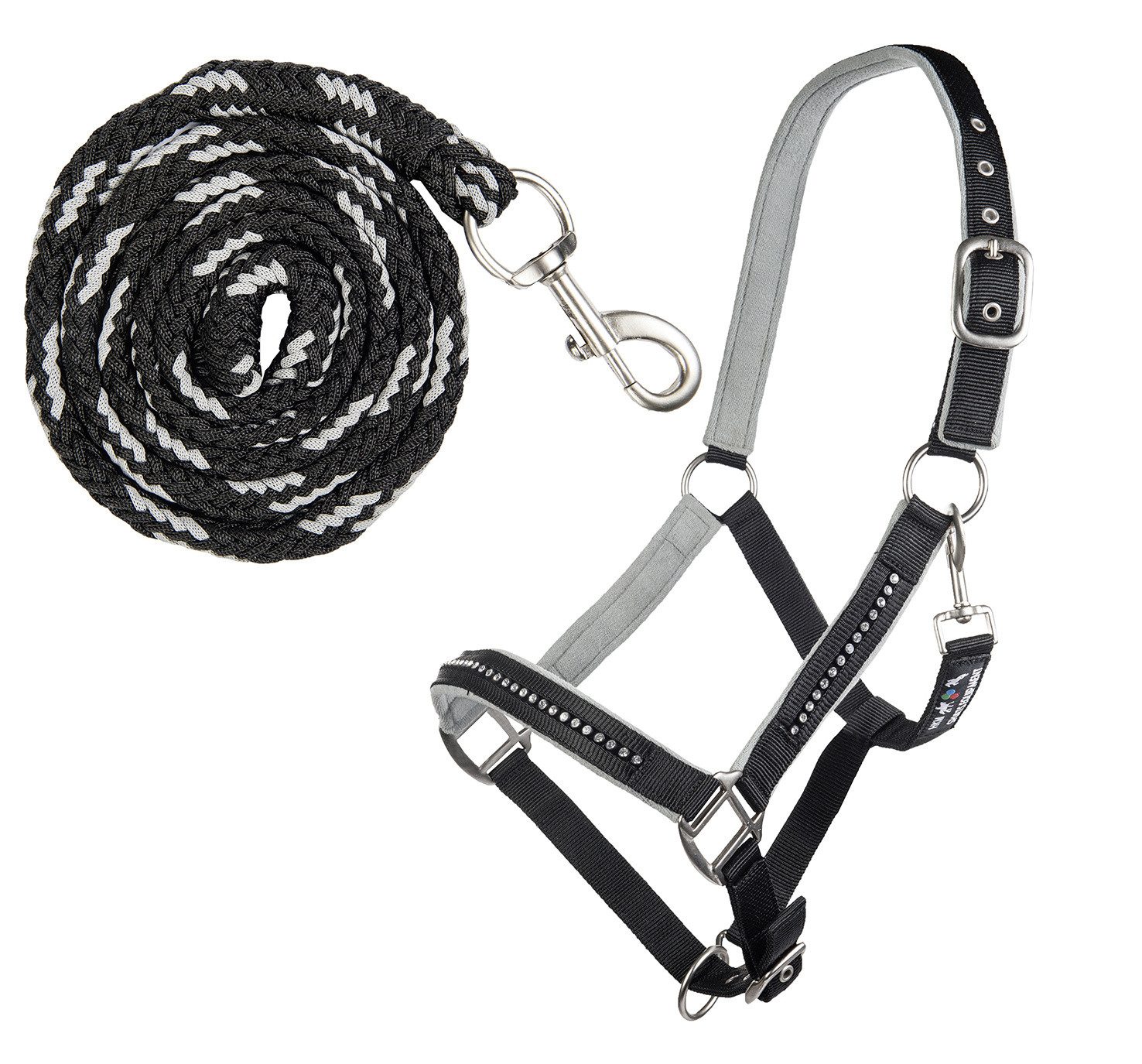 HKM Halfter Halfter-Set mit Karabiner -Crystal-weich unterlegt, 100% Polypropylen
