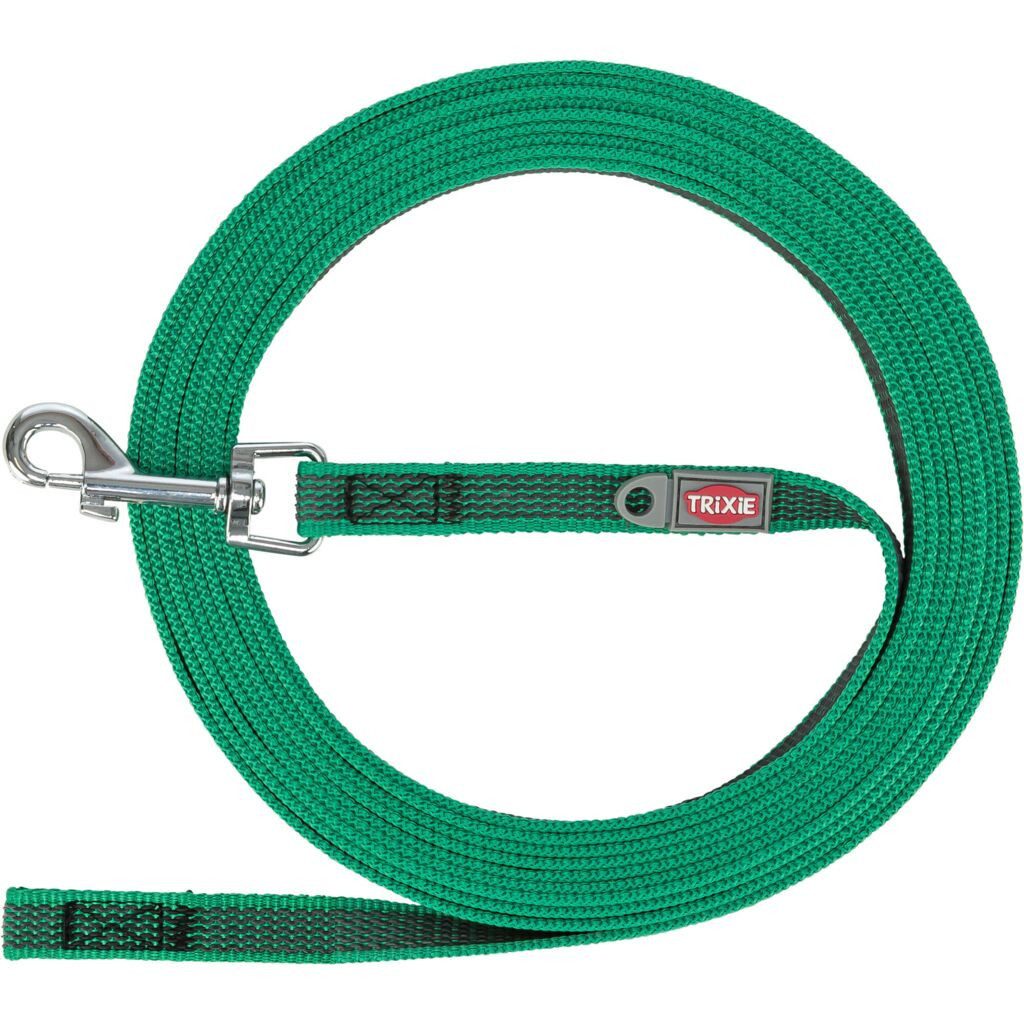 TRIXIE Schleppleine Schleppleine, gummiert - grün - 15 m/15 mm, Nylon