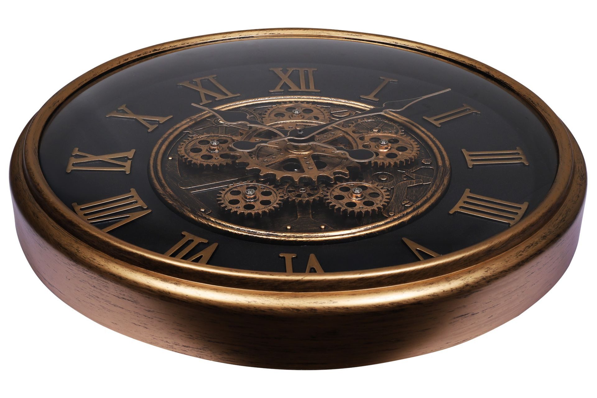 Hermann Jäckle Wanduhr Skelett 3116B 41 cm Industrial roségold schwarz sichtbare Zahnräder