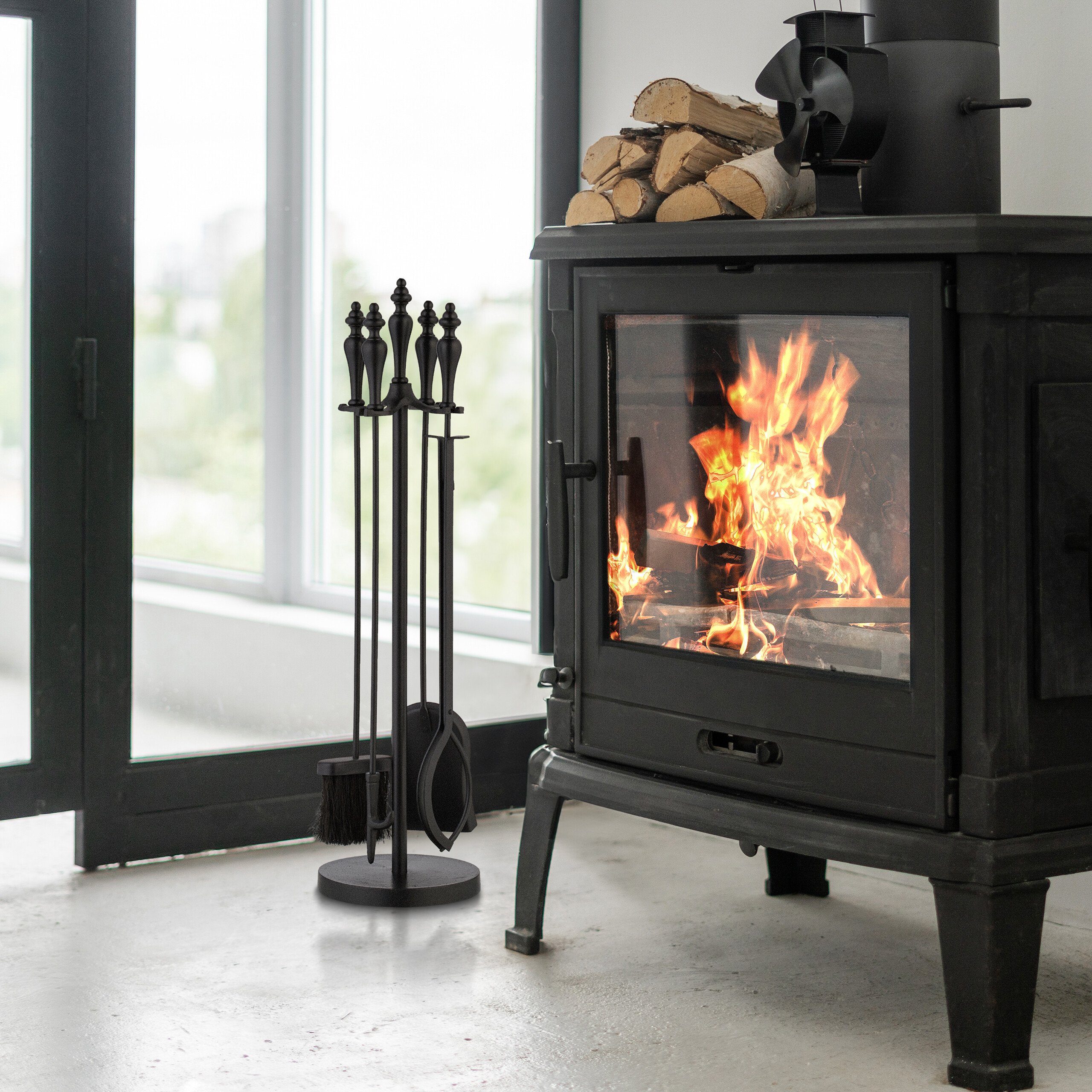 relaxdays Kamingarnitur 5-teiliges Kaminbesteck günstig online kaufen