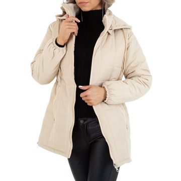 Ital-Design Steppjacke Damen Freizeit Kapuze (abnehmbar) Leicht gefüttert Übergangsjack in Beige