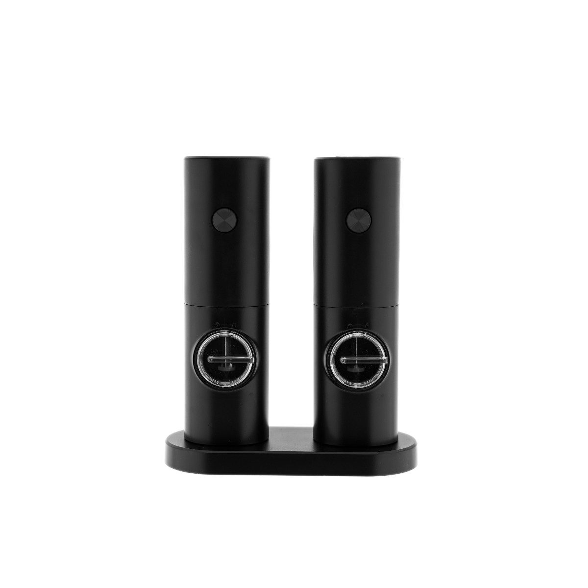 R2 Invest Gewürzmühle Elektrische Salz und Pfeffermühle 2er Set mit Standhalter Schwarz, (2 Stück)