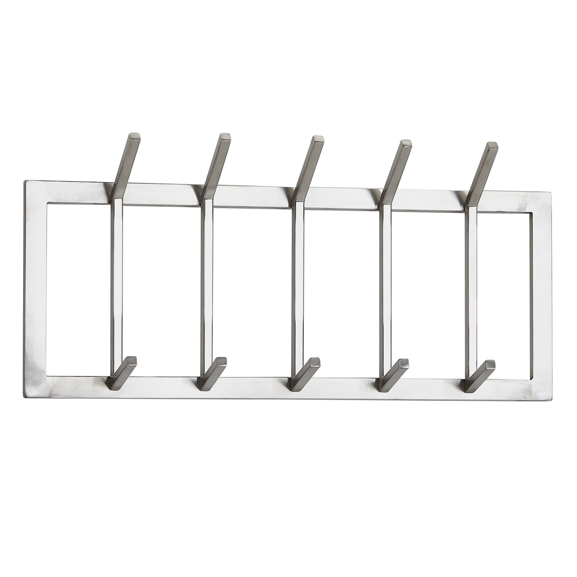 Wohnling Wandgarderobe Metall 65 cm Garderobe Silber Flur Hakenleiste Paneel (Metall Silber 65x30x10 cm Hakenleiste Modern), Flurgarderobe Modern, Garderobe Wand Stahl