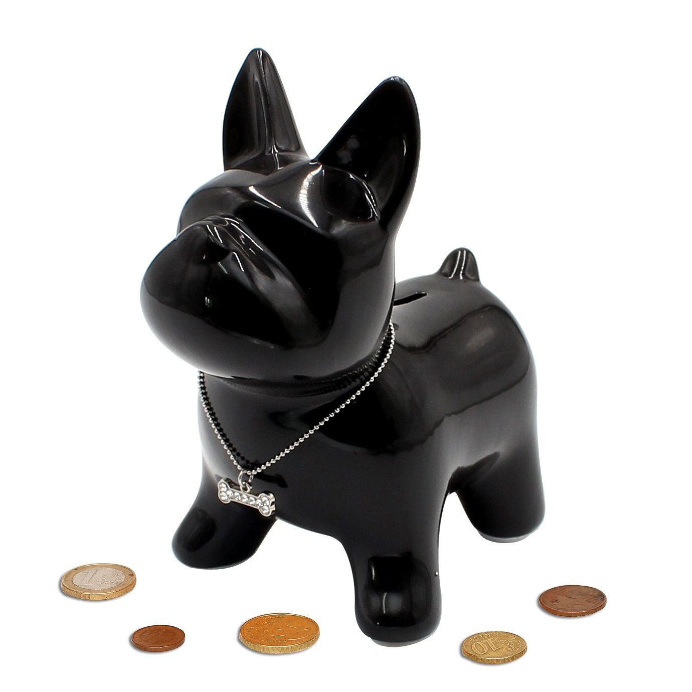 Keramik Dekohelden24 schwarzweiß und Farben als versch. Spardose Hund Spardose Größe, (1-tlg)