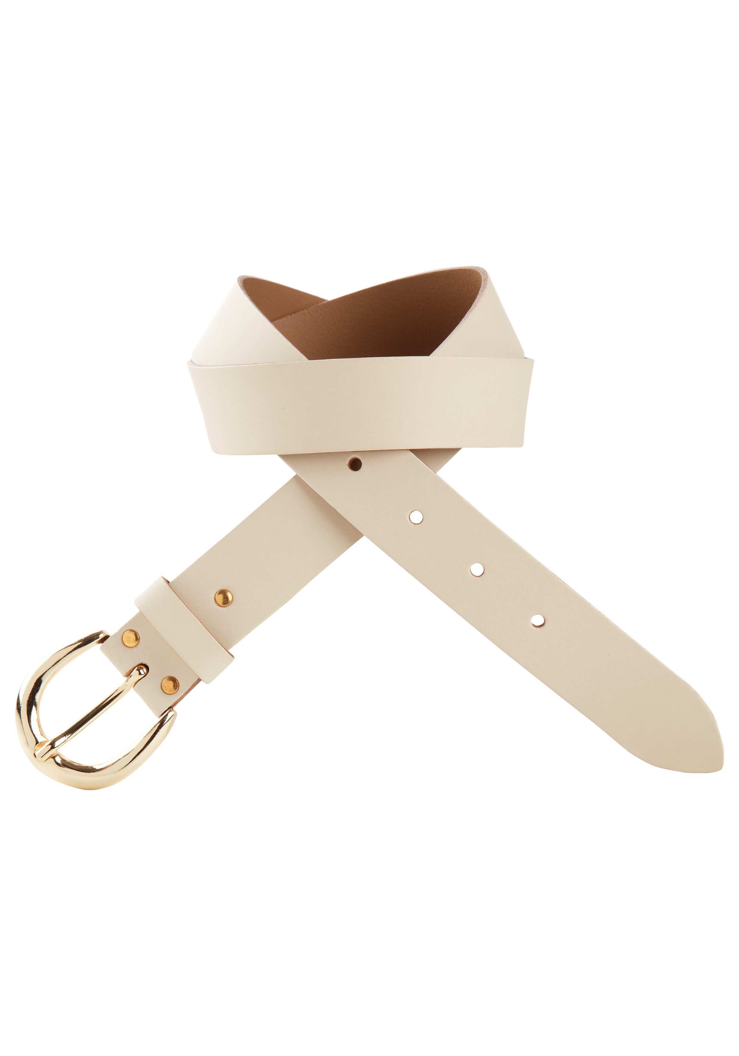 Laura Scott Ledergürtel mit goldfarbender runder Schnalle - NEW günstig online kaufen