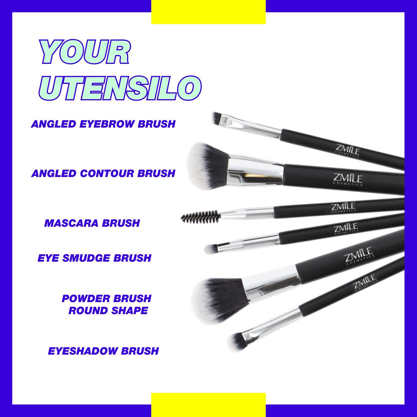 ZMILE COSMETICS Kosmetikpinsel-Set Your Utensilo 'Brushes' Pinsel-Set - Kosmetikpinsel Make-Up Pinsel, 6 tlg., zum Auftragen von Mascara, Eyeliner, Lidschatten, Rouge