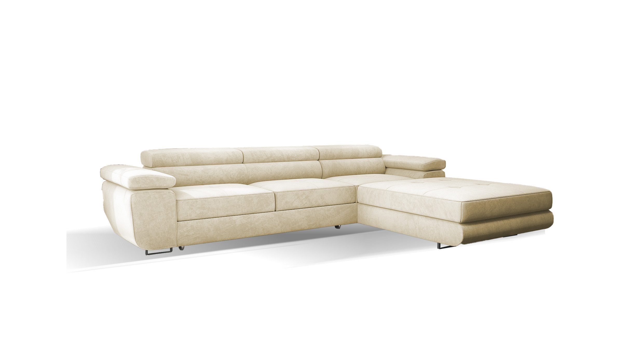 Goldstoff Ecksofa mit Schlaffunktion und Bettkasten, günstig online kaufen