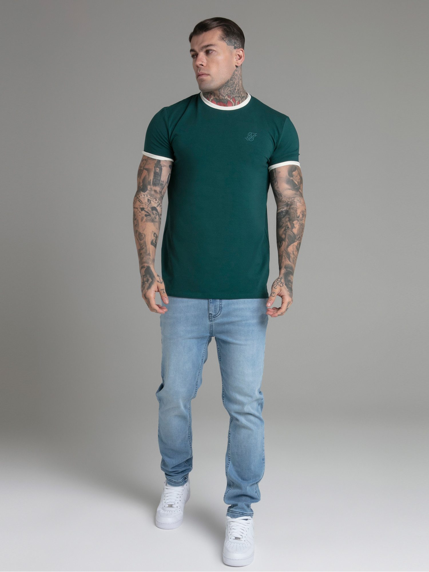 Siksilk T-Shirt SikSilk Herren Grünes Ringer günstig online kaufen