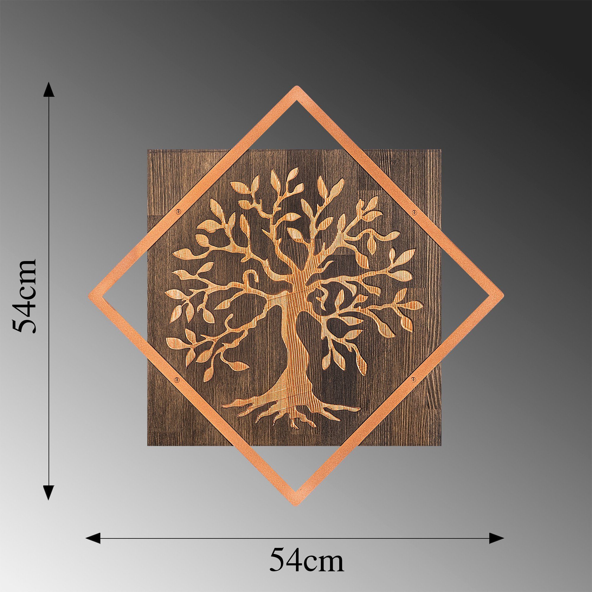 x SKL2252, 54 50% Holz cm, 54 Nussbaum, Wanddekoobjekt Wallity