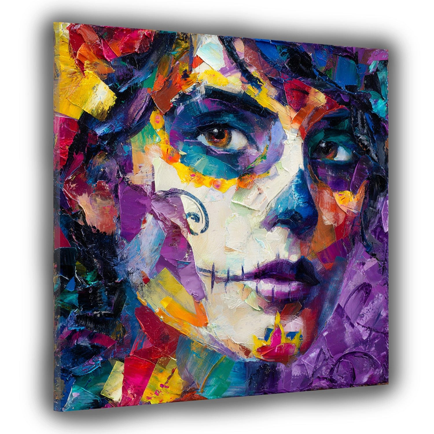 Artedinoi Leinwandbild Farbenfrohe La Catrina Totenkopf Leinwandbild Wandbild Kunstdruck XL W