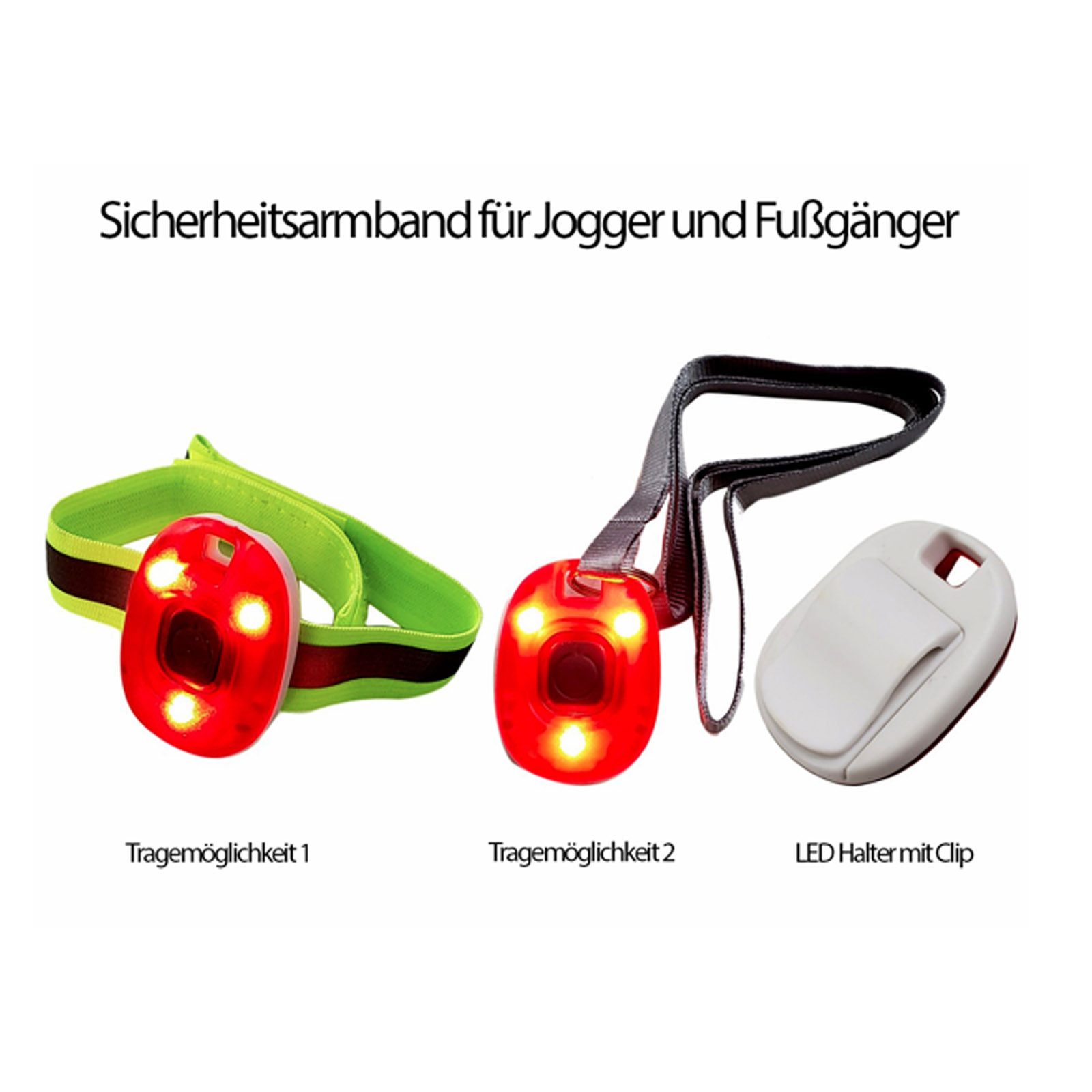 HAC24 Reflektorband Reflektor Band Joggen Lauflicht Sicherheitslicht Sicherheitsband, (1 St), mit LED Licht inkl. Batterie Dauerlicht und Blinklicht