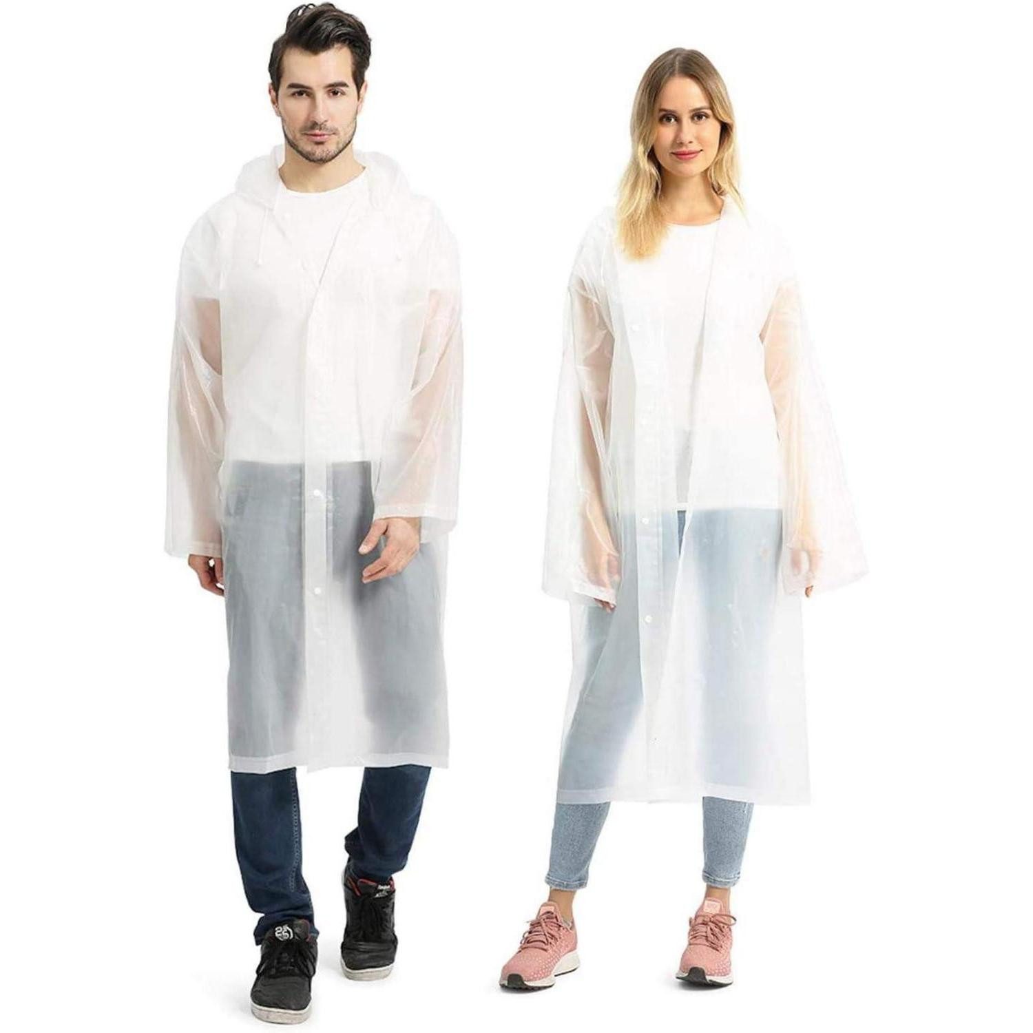 LuxusKollektion Regenmantel Regenponcho durchsichtig wasserdicht 2 Damen Herren Einheitsgröße Weiß