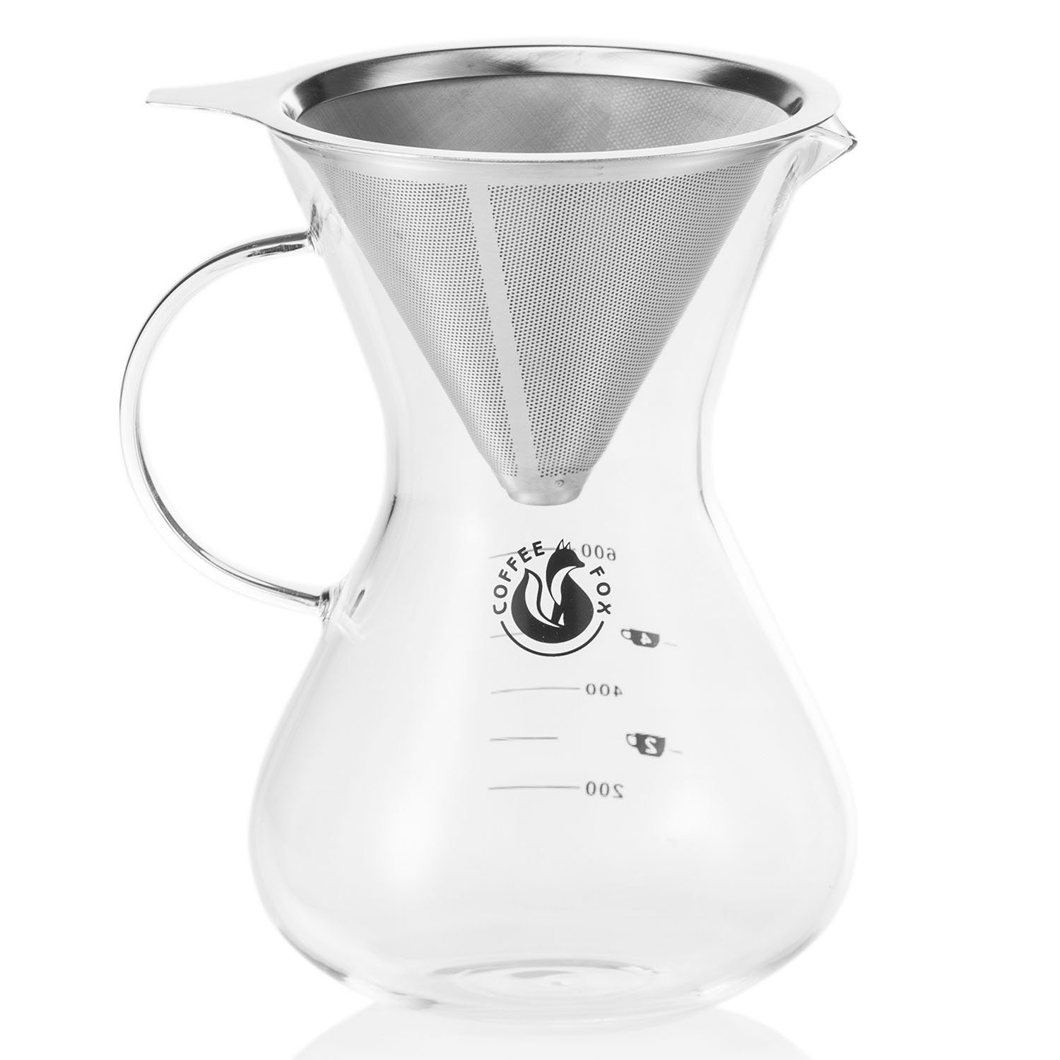 Coffee Fox Kaffeebereiter Kaffeezubereiter mit Dauerfilter, Pour Over | French Press