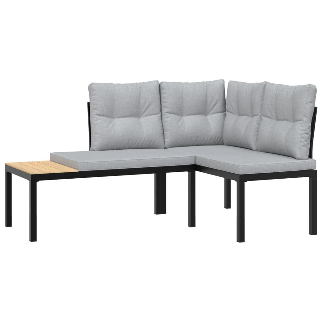 furnicato Gartenbank Gartenbänke mit Kissen 2 Stk. Schwarz Pulverbeschichteter Stahl (1-St)