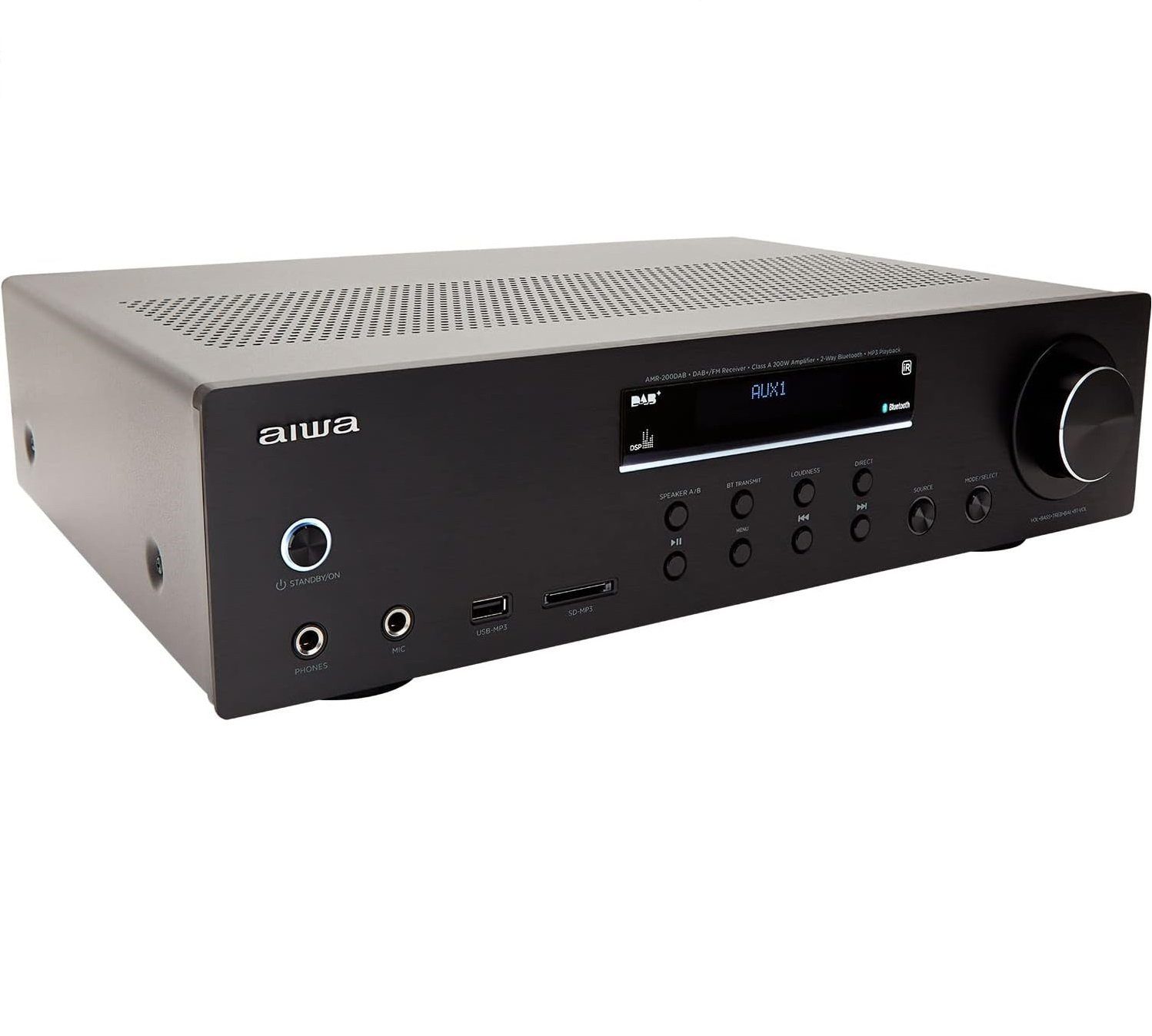 Aiwa Aiwa AMR-200DAB Vollverstärker (200,00 W, AV DAB+ Receiver, Bluetooth 5.0, 200 W, USB-Port, SD-Kartenleser)