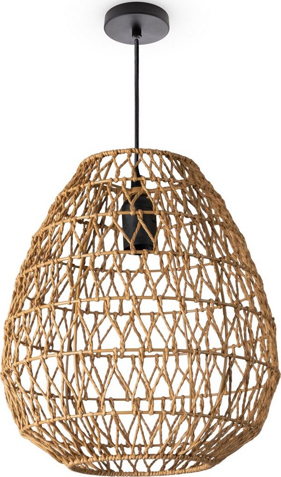 Paco Home Pendelleuchte KAGEEG, ohne Leuchtmittel, Korb Hängeleuchte Rattan  Optik Boho Esszimmerlampe E27 Skandi