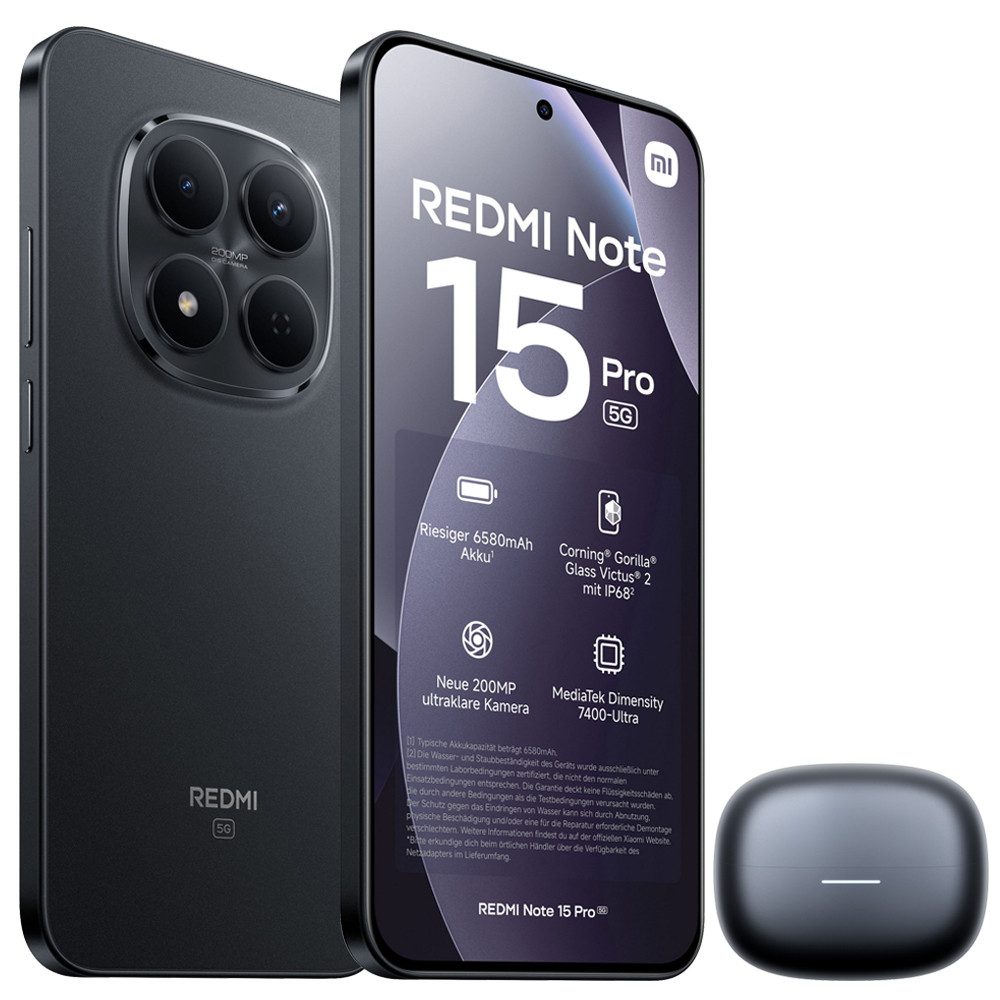 Xiaomi Redmi Note 15 Pro 5G 12+512GB Smartphone & Bluetooth Kopfhörer Handy (200 MP Kamera)