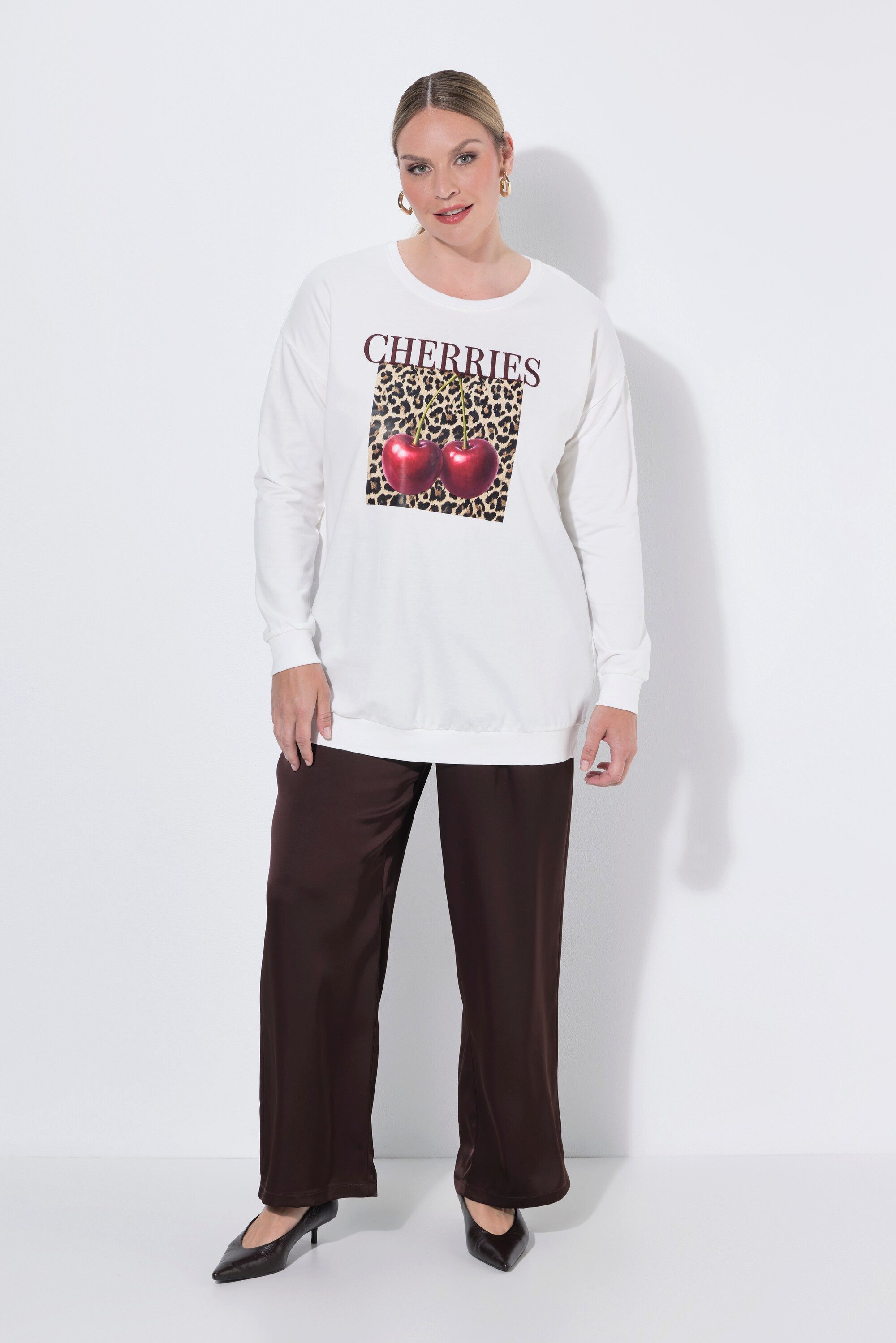 MIAMODA Sweater Sweatshirt Loose Fit Kirschen-Print
