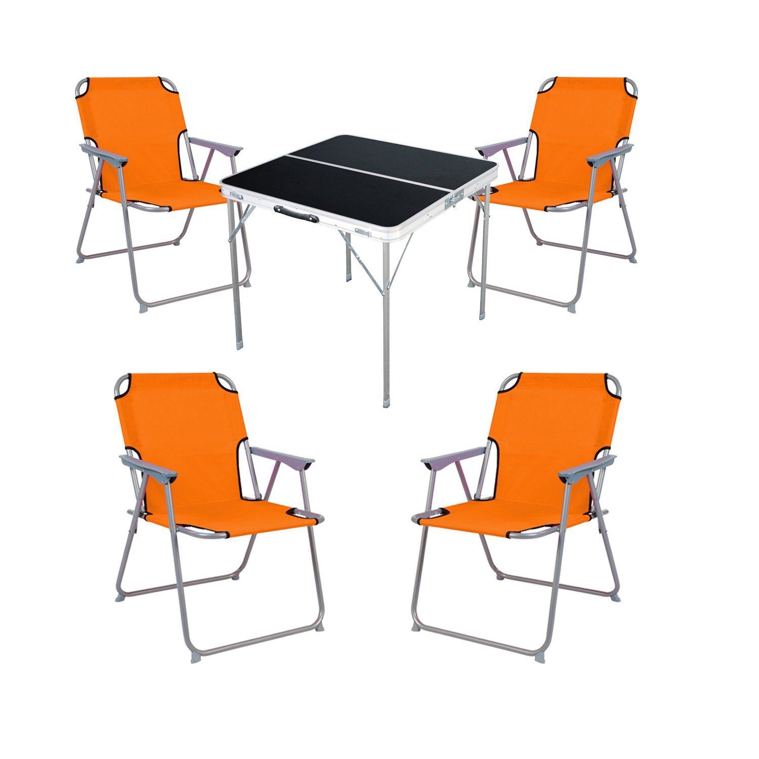Mojawo Essgruppe 5-teiliges Campingmöbel Set L80xB80xH70cm Alu Orange