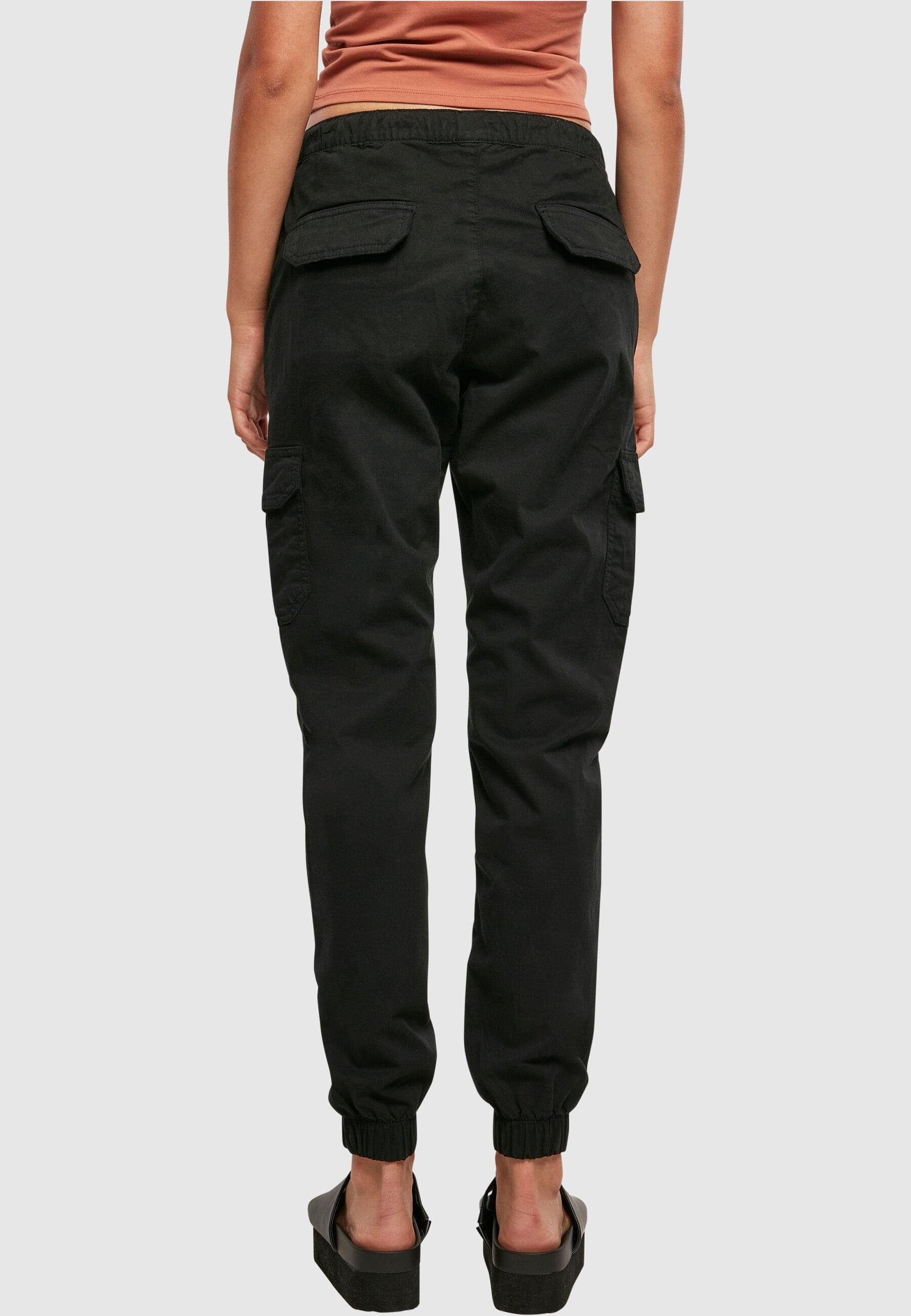 Pants Damen Waist Cargo Cargohose black (1-tlg) Ladies High URBAN Jogging CLASSICS