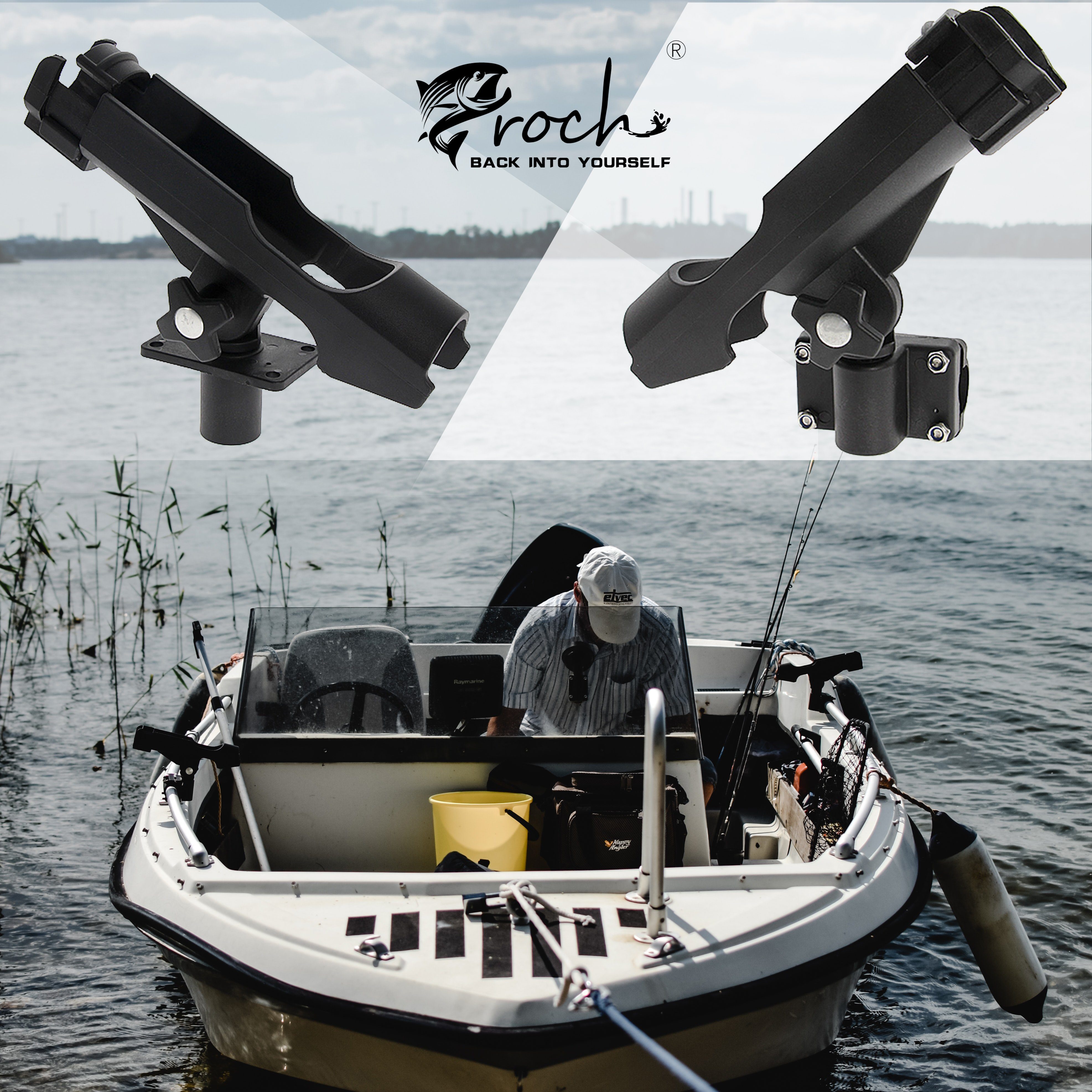 Croch Rutenhalter Angelrutenhalter für Boot Kajak, (2-tlg., 360 Grad Drehbar und einfach stellbar)